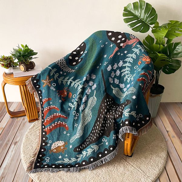 Coperte Coperta per divano vintage Tiro Coprisedia bohémien Asciugamano Morbido cotone Arazzo Tovaglia Decorazione per la famiglia Boho Style Festival Gift 230518