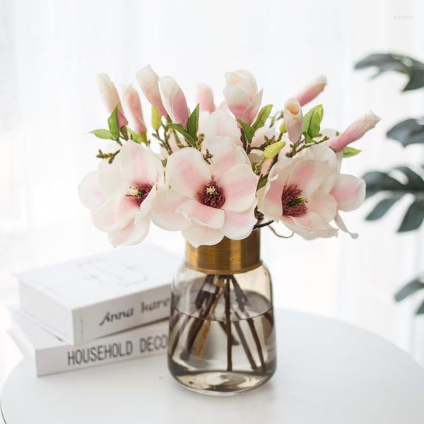 Fiori decorativi Bianco Fiore di magnolia artificiale Ramo Camera Home Office Decorazioni da giardino Matrimonio Composizione floreale Materiali Po Puntelli