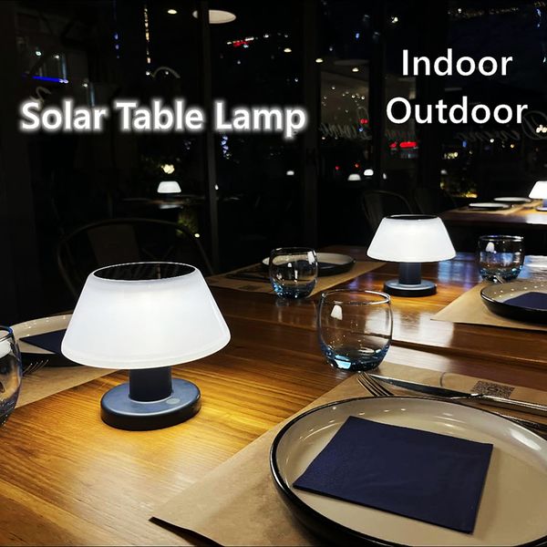 LED LUBRER DE TABELA SOLAR LUBRER DO ARTIBUILHO ABAIXO ABREAÇÃO 18LED DIMMÁVEL EXTERIAL PATIO DE MÁSCIA DO PATIO, Lâmpada solar solar solar de cabeceira solar para a mesa de mesa para Garden Cafe Indoor