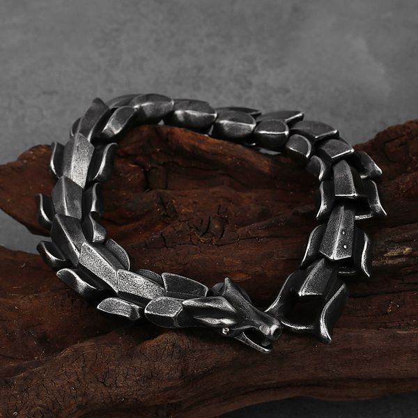 Catena Vintage Viking Bracciale Acciaio inossidabile Uomo Fashion Biker Nordic Dragon Odin Amulet Ouroboros Gioielli regalo 230518