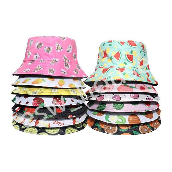 Cappelli da festa Summer Adt Uni Fruit Pattern Orange Peach Lemon Magon Design Outdoor Anti Sun Drop Consegna Giardino domestico Forniture festive Dhzl9