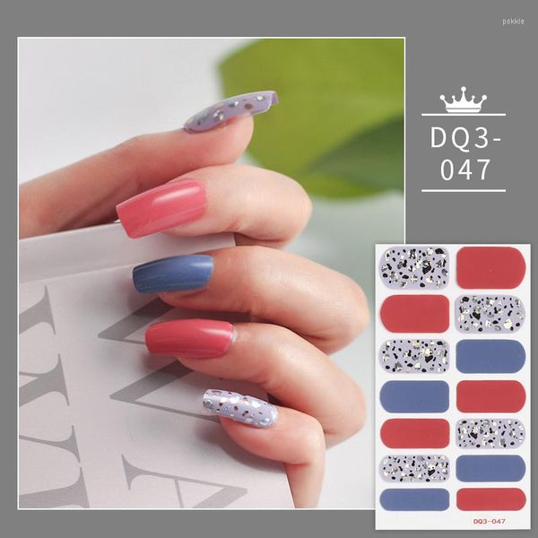 Adesivos de unhas vermelhas e azuis de cores sólidas brancas artes criativas Design minimalista de moda capa