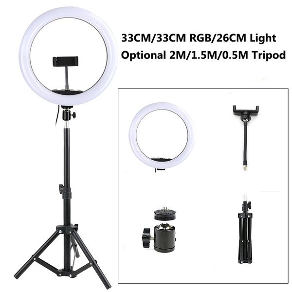 Selfie Lights 33CM 26CM LED Selfie Ring Light Pography Lights Lampada fredda calda con treppiede 2m 1.6m Dimmerabile USB Ringlight per TikTok 230518