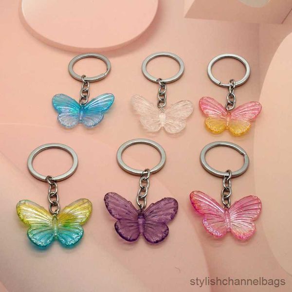 Chaves PCs Resina resina brilhante Butterfly Pingente Keychain Key Ring for Women Gifts Fashion Fashion Blingbling Animal Bag Kichain