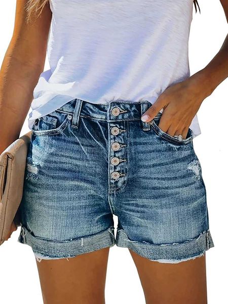 Großhandel Sommer Marke Damen Shorts Kurzer Rock Sport Laufen Fitness Schnell trocknend Onlypuff Damen Jean Distressed Ripped Denim Hohe Taille Lässig Abgeschnitten