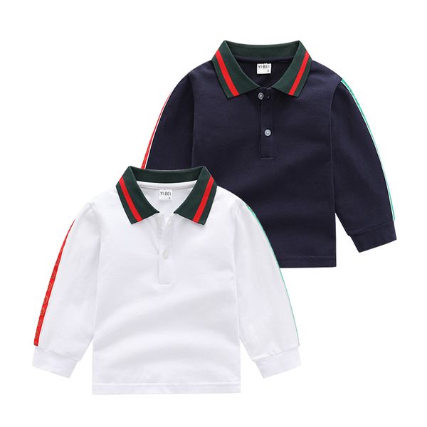 2023 New Baby Boys T-shirt Autunno Bambini T-shirt a maniche lunghe Gentleman Style Bambini Cotone Casual Top Tees Boy Camicie Abbigliamento per bambini