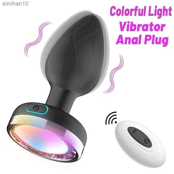 Giocattoli per adulti 10 Frequenza Butt Plug Luce colorata Plug anale Vibratore Massaggio prostatico Giocattolo del sesso Donna Uomo Gay Adulto Telecomando senza fili L230519