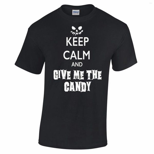 Herren T-Shirts Halloween Shirt Keep Calm And Give Me The Candy Slogan Carry On Parodie