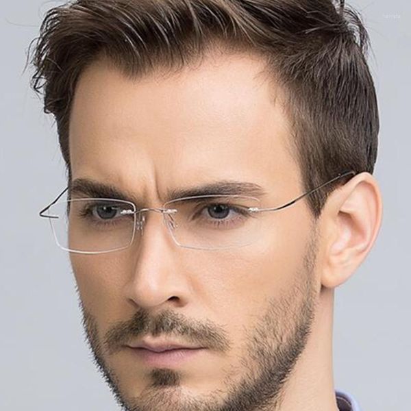 Güneş gözlüğü çerçeveleri saf titanyum esnek kenarsız gözlük erkekleri kadın miyopi rx mümkün gözlükleri en iyi kalite