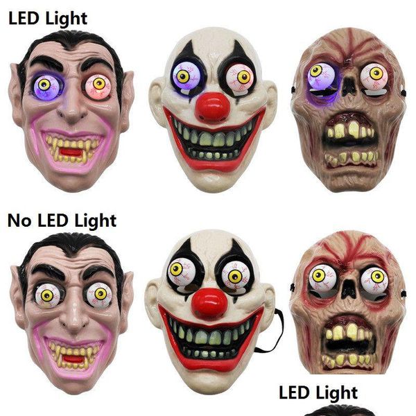 Halloween-Horror-Maske mit LED-Licht, Vampir-Auge, blinkend, platzend, Cosplay-Kostüm, Maskerade, Fl-Gesicht, Drop-Lieferung nach Hause, Gard Dhuvt