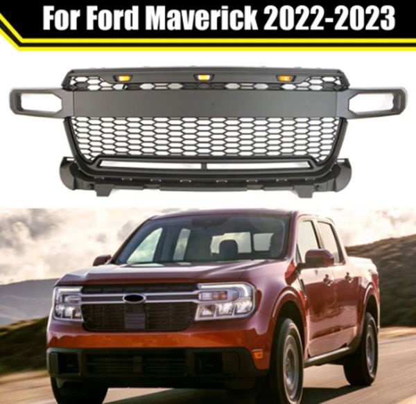 4x4 Off Road Auto Parts ABS Car Grille Front com barra de luz ajustada para Ford Maverick 2022 2023 Upper Grille Racing Grill