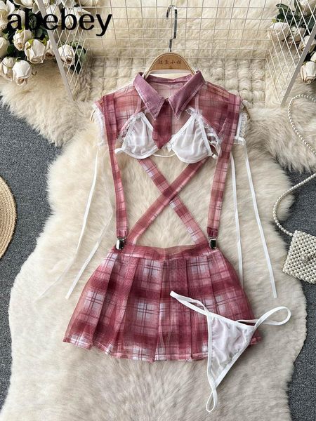 Abiti casual Sweet Sexy Lingerie Lattice College JK Costumi erotici Intimo School Girl Uniform Temptation Cute Mini Dress Student