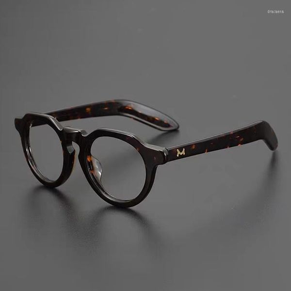 Солнцезащитные очки рамки японская винтажная коллекция круглые черепаховые очки рама для мужчин и женщин ретро -крафта