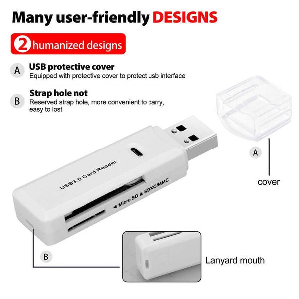 USB Multifunctional 3.0 Высокоскоростной карт карты TF Mobile Phone Card Card Carm Camera 2-в-1 передача данных