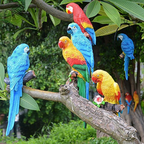 Decorações de jardim Simulação de escultura de animais Parro de estátua de parede de estátua decoração adequada para árvores de jardim 230518