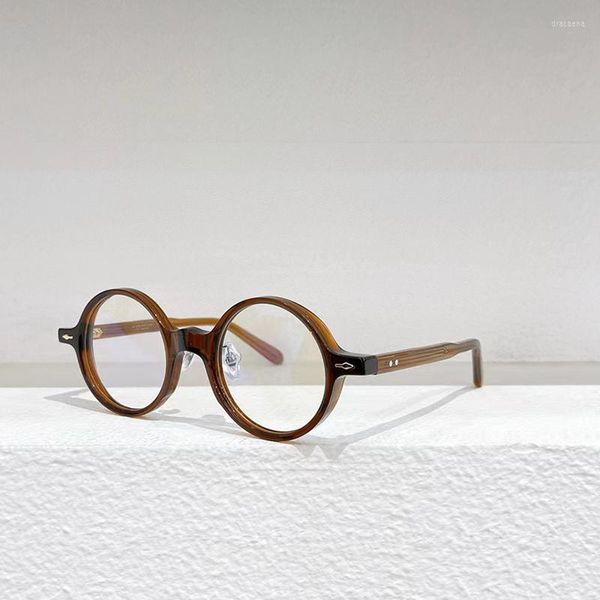 Óculos de sol enquadra os óculos redondos de acetato de alta qualidade japoneses Marca de designer retro masculino óculos miopia óculos ópticos henri