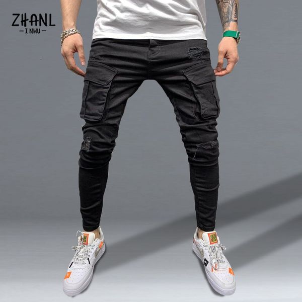 Jeans masculinos elásticos, magro rasgado, massactos magros jeans de alta qualidade jean modantsalspantes de moletom de hip hop calças de lápis 230519