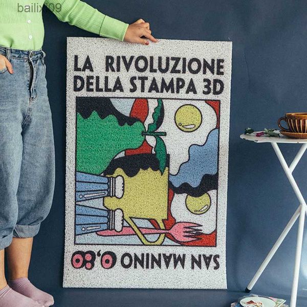 Cartoon Design Grande Tappeto Porta d'ingresso Tappetino Bagno Tappetino antiscivolo Tappeto in seta PVC Tappeto per la casa Può essere tagliato Tappeti Soggiorno Zerbino T230519