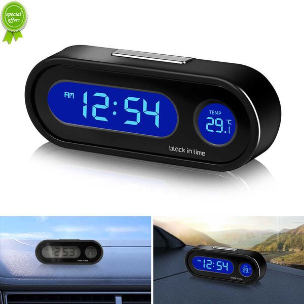 Neue Neue Auto Elektronische Uhr Mini Auto Uhren Innen Thermometer LCD Hintergrundbeleuchtung Digital Display Zeit Auto Styling Zubehör Boxed