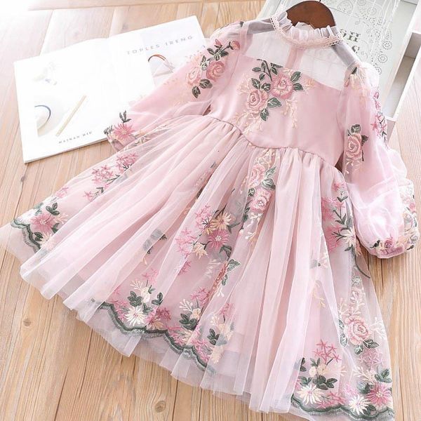 Vestidos de menina Autumn Kids Dresses Princesa para meninas Flores de manga longa Vestido elegante de inverno 3-8 anos Crianças roupas casuais para férias 230519