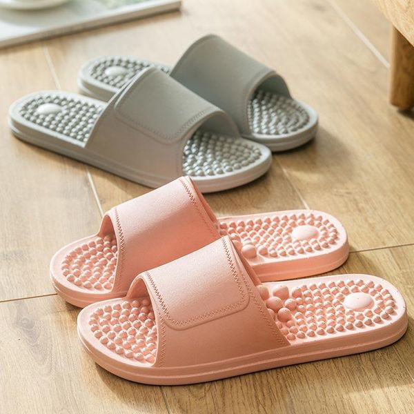 Sandálias chinelas de verão mulheres simples confortáveis ​​sapatos domésticos não deslizantes massagem de cor sólida feminina plus size