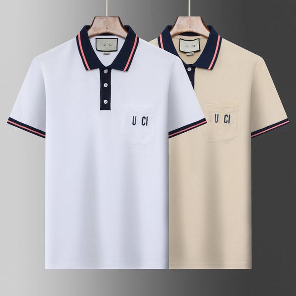 2023 Estate Grande piccolo cavallo Ricamo T-Shirt da uomo Marca Disegni Polo Uomo Manica corta Casual Uomo Camicie Slim Fit Polo Cotone Uomo Polo