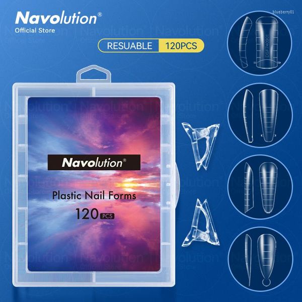 Kit per nail art Navolution Unghie Forme Estensione acrilica Punte false Top per strumenti per stampi per la costruzione di gel 120 Pz / scatola