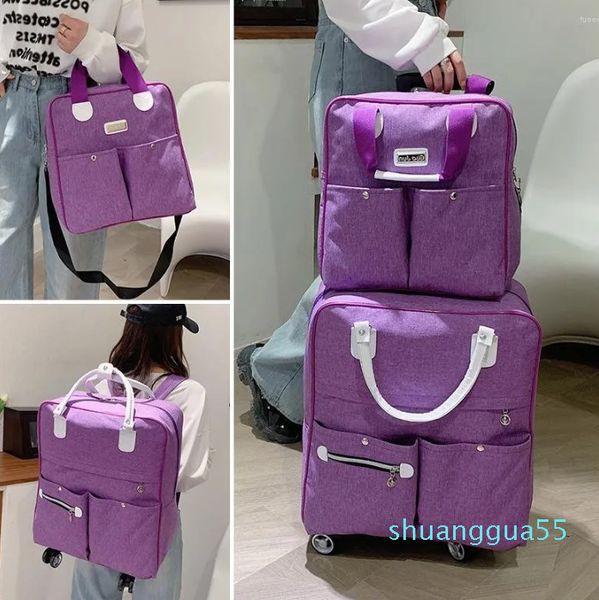 Bolsas de bobina de grife 2pcs/saco de rodas de rodas Mulheres viajam de mochila maldita rodas girls carrinho de cargo de grande capacidade Bagagem de embarque