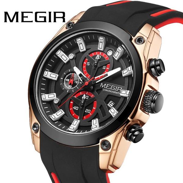 Силиконовый хронограф Quartz Men Watch Relogio Masculino Mens смотрит, как часы Gents Militar Reloj Hombre. Начатые часы276N