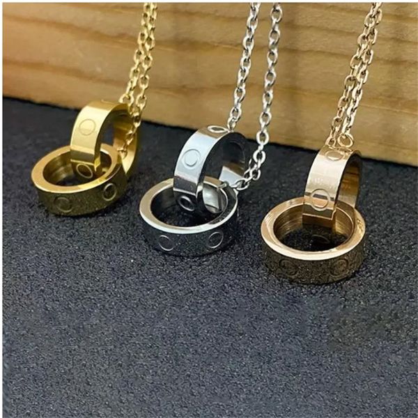 Colar de coração Colares de prata Designer jóias de mosanas Mossanita Gold Silver Silver Titanium aço anéis duplos colares de tênis Presente de casamento por atacado de qualidade