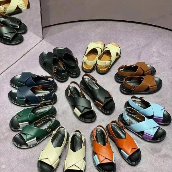 Yüksek kaliteli fussbett sandalet kadınları Mary Jane Sandal Tasarımcı Klasik Ayakkabı Deri Denim Sandal Bağlan Kalın Alt Alt Yükseltme Sabahları 35-41