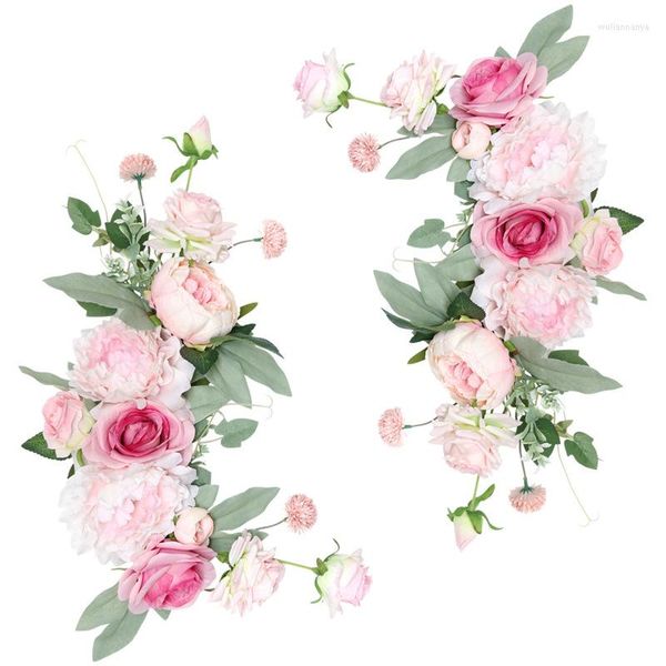 Flores decorativas 2pcs artificial flor arco arco decoração cerimônia de rosa de boas -vindas pranchas de canto de canto de planta falsa guirlanda