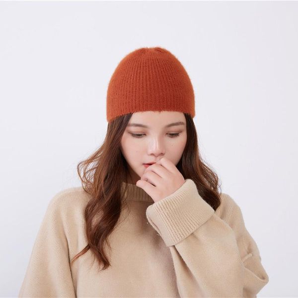 Beanies Beanie/Totenkopfkappen Einfacher Stil Herbst Winter Weiche Baumwolle Wolle Weiblich Winddicht Warm Straße Lässig Home Living Mode Süßer Strick