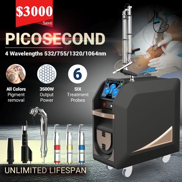 Picolaser Pico Second Laser Machine 1064 735 532 Nm Picosecond Macchina per la rimozione della lentiggine del pigmento del tatuaggio