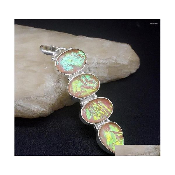 Подвесные ожерелья Hermosa Ювелирные изделия натуральное дихроичное стекло Sier Color Charm Ожерелье для женщин подарки 20234709.