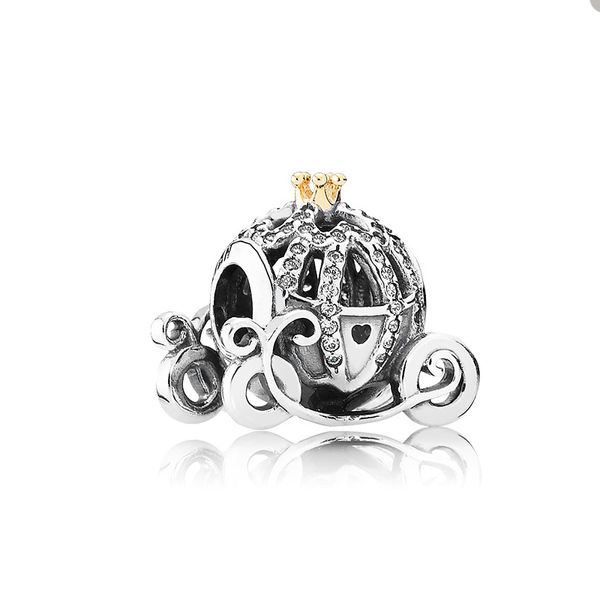 Charme de abóbora de dois tons para Pandora autêntica contas de prata esterlina Charms Womens Jewelry Braça