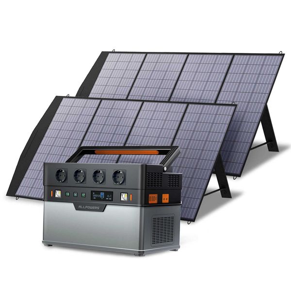 Портативная электростанция AllPowers S1500 1092WH Outdoor Solar Generator 1500 Вт Мобильный литий -аккумулятор с солнечной панелью 18 В