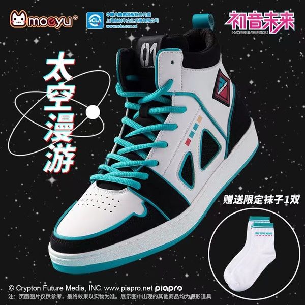 Kleid Schuhe Moeyu Anime Miku Schuhe für Männer Vocaloid Cosplay Männliche Turnschuhe Frauen Tennis Sport Sportschuh Casual Laufen Geschenk Socken 230519