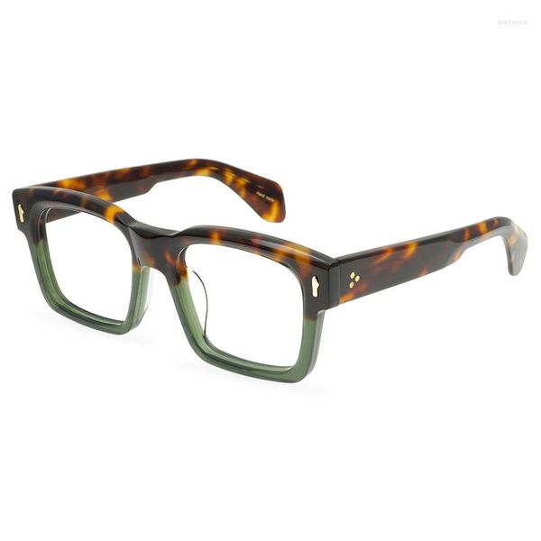 Molduras de óculos de sol 2023 Splicing vintage Acetato Miopia Eyeglass Frame Mant Hand Men Men Retro Square Design de alto nível