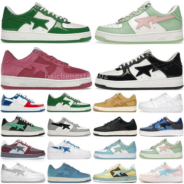 Luxus Apes Sta Low Nigo Freizeitschuhe Baden Männer Frauen Designer Sneaker Triple White ABC Como Comics Schwarz Blau Lackleder Bordeaux Grau Tokio Mode B2