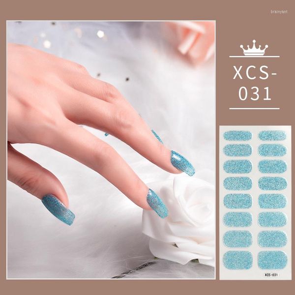 Adesivi per unghie Sky Blue Shiny Twinkle Designer Decalcomanie Loveliness Pure Color Nails Sticker Autoadesivo