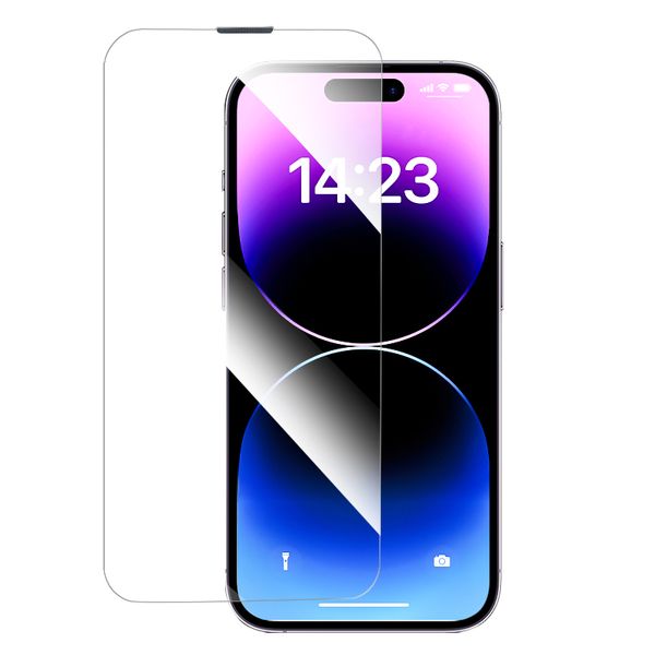 Klarer, staubfreier Netzfilter, Displayschutzfolie aus gehärtetem Glas für iPhone 14, 13, 12, 11 Pro Max Mini, Handy-Schutzglasfolie, hgih Aluminium-Schutzfolie