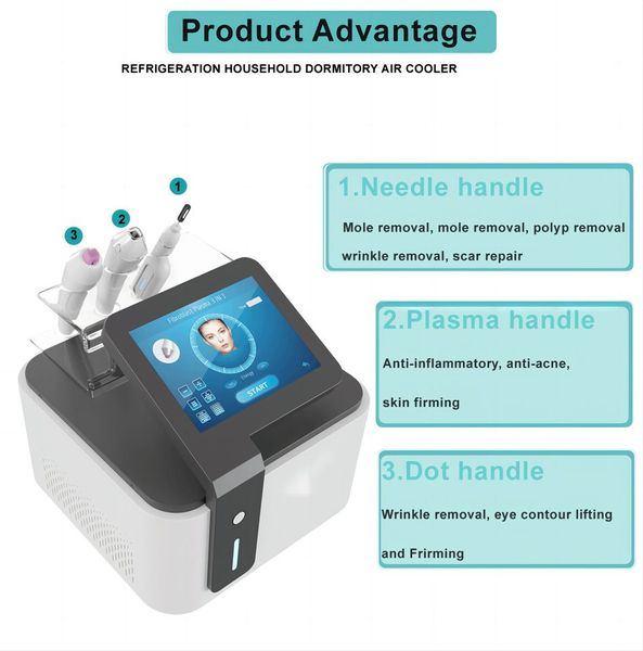 Tragbarer 3-in-1-Plasmastift, fraktioniertes Plasma, Fibroblast-Plasma-Gesichtsmaschine, Hautsterilisation, Faltenreduzierung und Reparatur von Hautproblemen