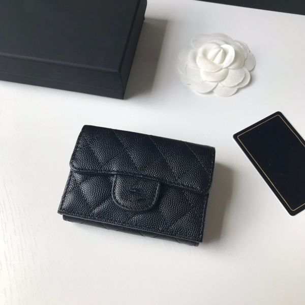 Tasarımcı çantası yeni top desen inek derisi üç kat kısa cüzdan sıfır cüzdan kart çantası moda trendi orijinal deri
