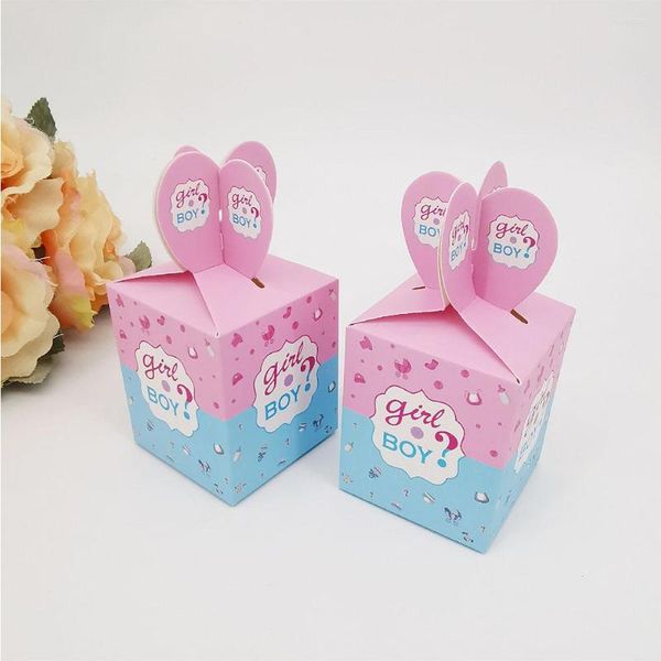 Confezione regalo 6PCS Gender Reveal Boy or Girl Candy Box Packaging Baby Shower Battesimo Party GiftBox per ospiti Kids Birthday Decor Suppl