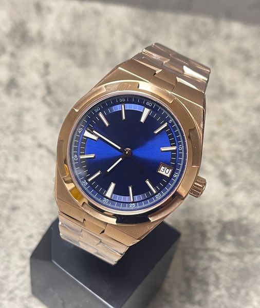 Orologi da uomo versione di alta qualità 4500 4500V cassa in oro rosa 5100 movimento automatico quadrante blu zaffiro coperchio posteriore trasparente orologi da polso sportivi in acciaio inossidabile