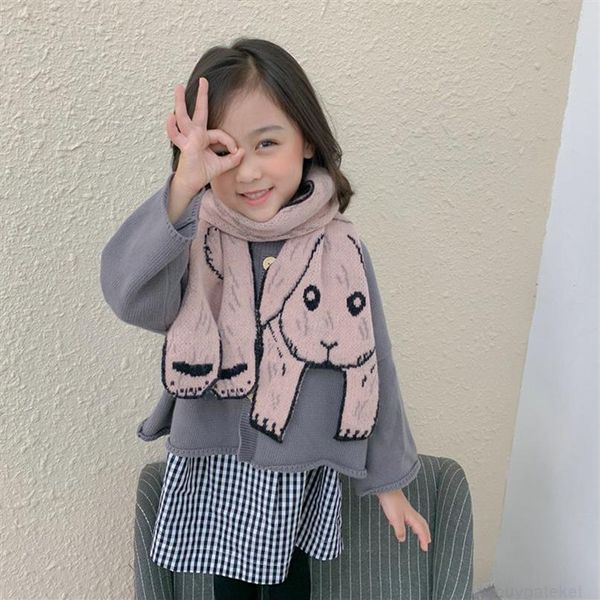 Simpatico cartone animato stile coreano orso coniglio bambini sciarpa di lana lavorata a maglia autunno inverno ragazzi ragazze bambino sciarpe lunghe1IJE219u