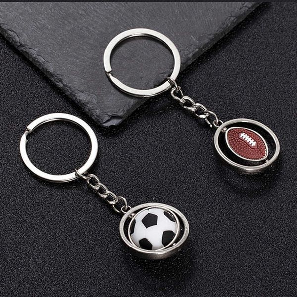 Keychains Creative Sports Creative Rotativo Basquete Futebol Futebol Keychain Tecking Ring Key Ball Gifts For Men Key