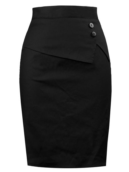 Capris Office Ladies Black Bleistiftrock Rock Slim Fit High Taille Verband Frauen Sommer Elastizität Bodycon Knie Lange Elegante 2021 Röcke