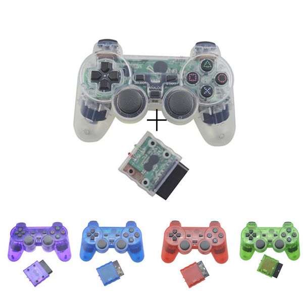 Игровые контроллеры джойстики Прозрачный цвет Bluetooth Wireless Gamepad Controller для PS2 24G Противоолодная пластация 2 джойстика 230518